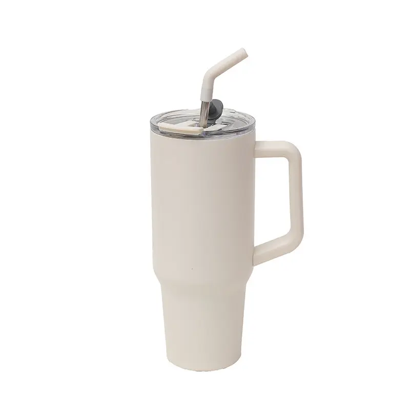 40oz 30oz Tumbler with Straw 304 SS Vacuum Mug Lid and Handle Option